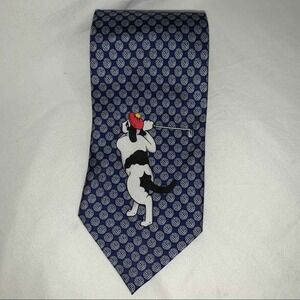 Big Dogs Golf Silk Tie Mens OS Navy Blue Novelty Dog Graphic Golf Balls